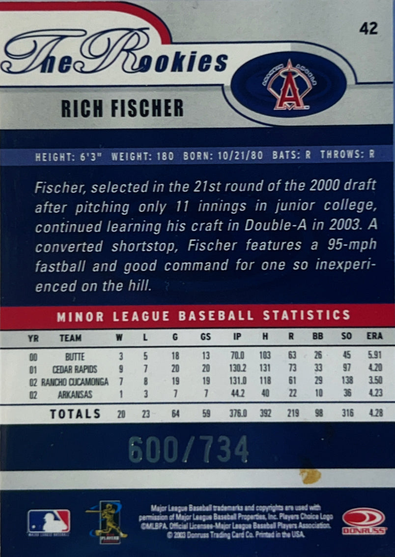 2003 Donruss The Rookies Rich Fischer #42