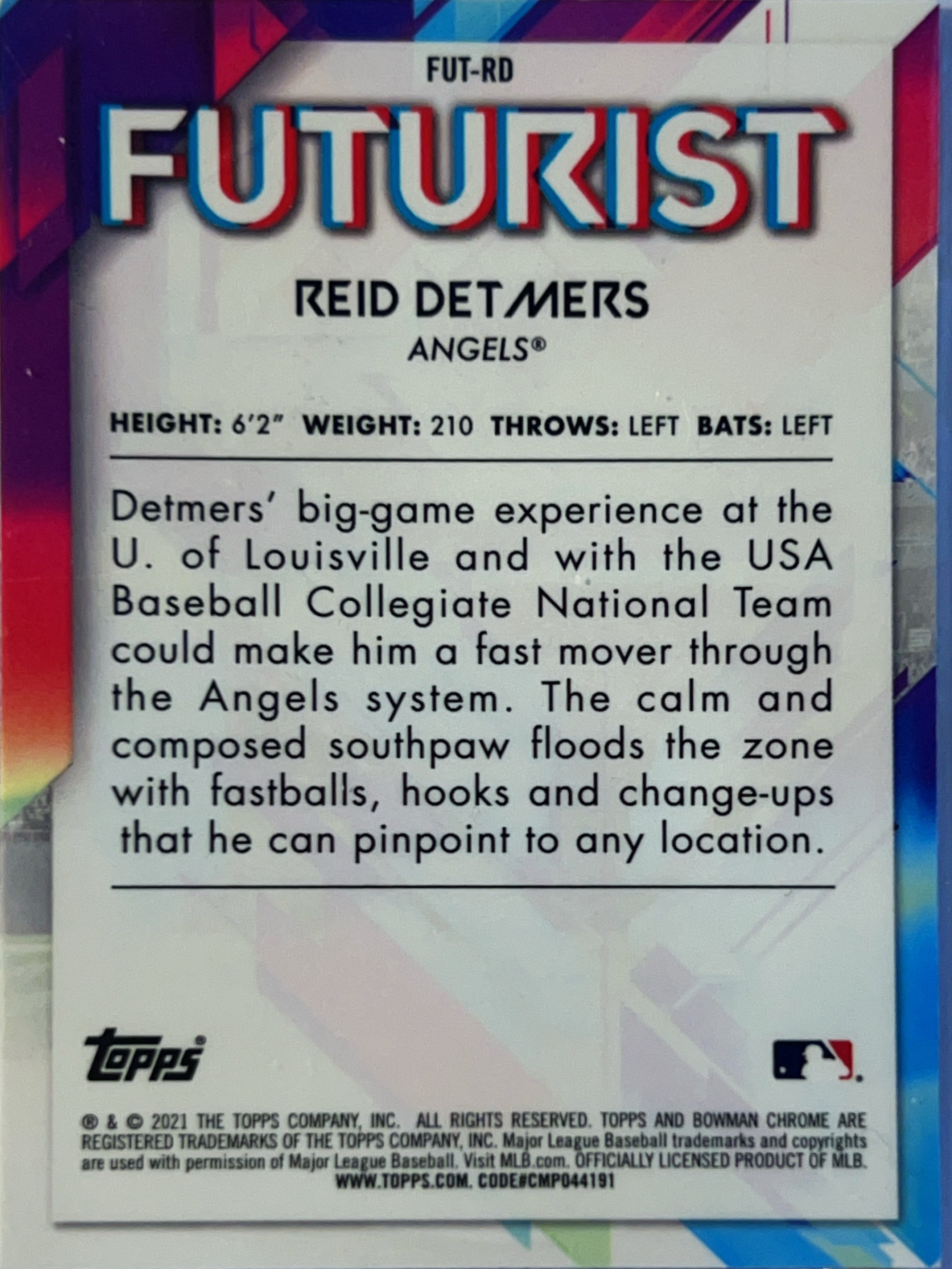 2021 Bowman Chrome Futurist Reid Detmers #FUT-RD