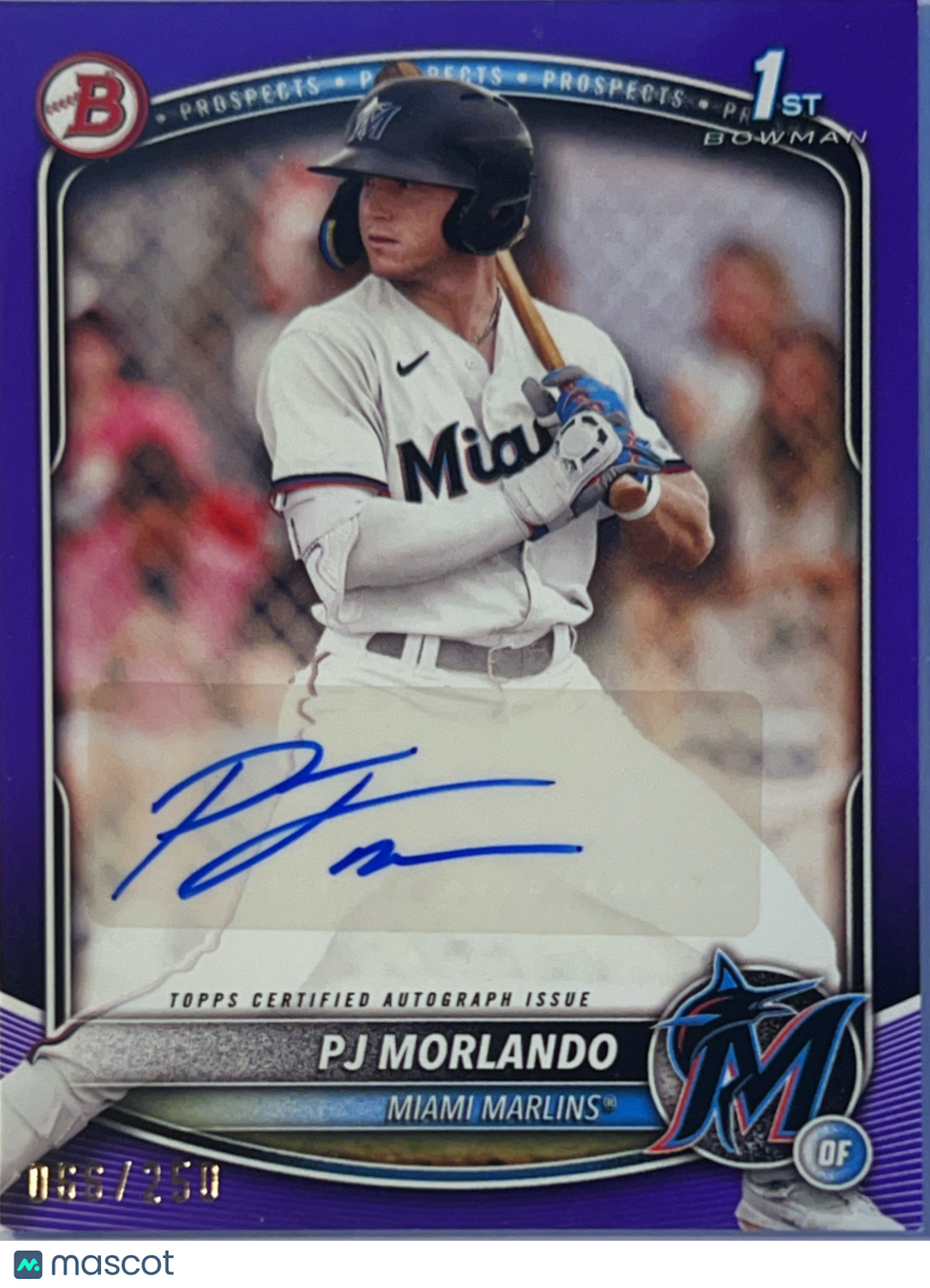 2025 Topps Bowman PJ Morlando #BPA-PM Purple 1st Bowman