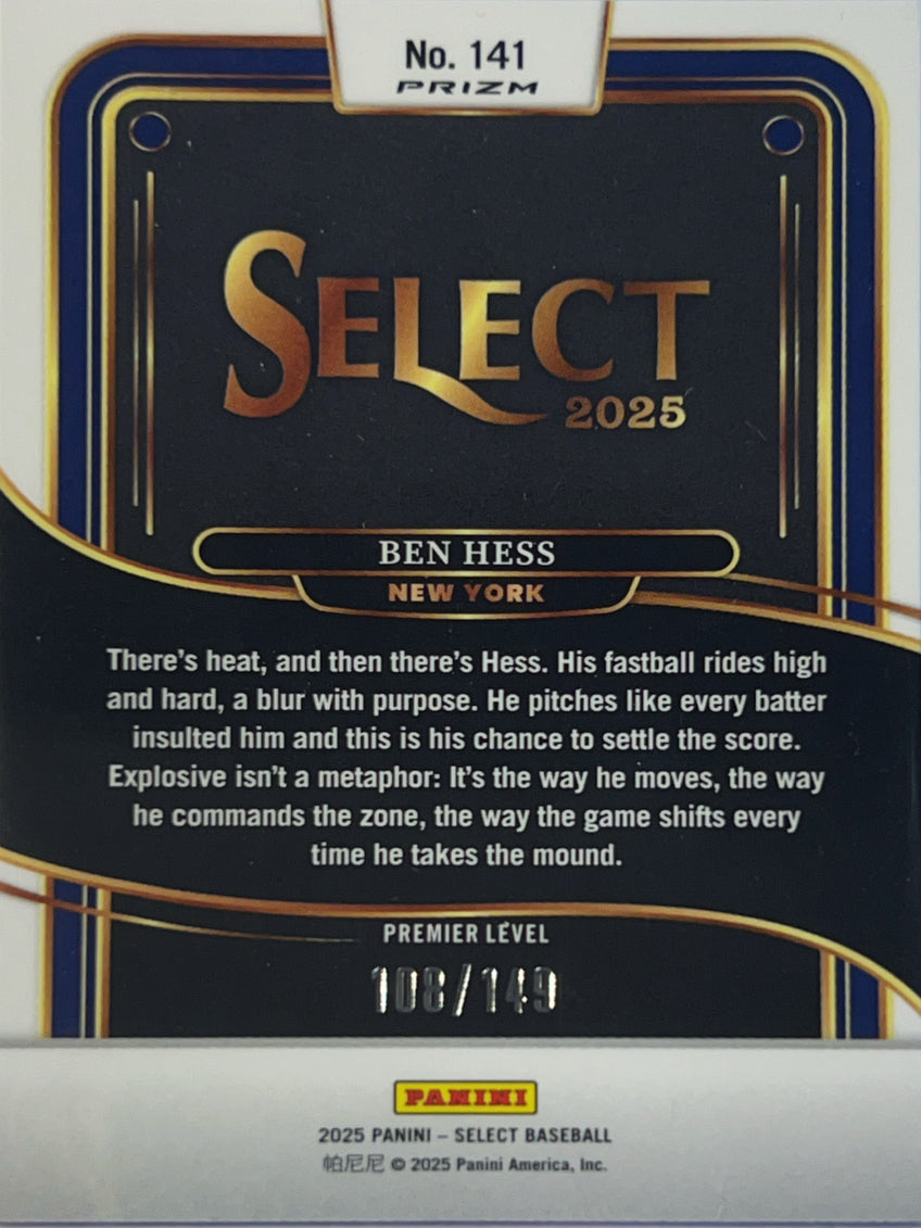 2025 Panini Select Prizm Ben Hess #141 Red /149