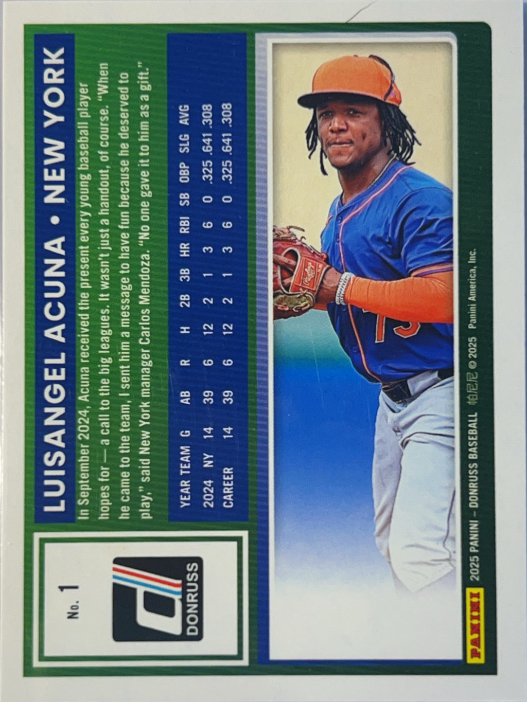 2025 Panini Donruss Luisangel Acuña #1 Liberty Holo