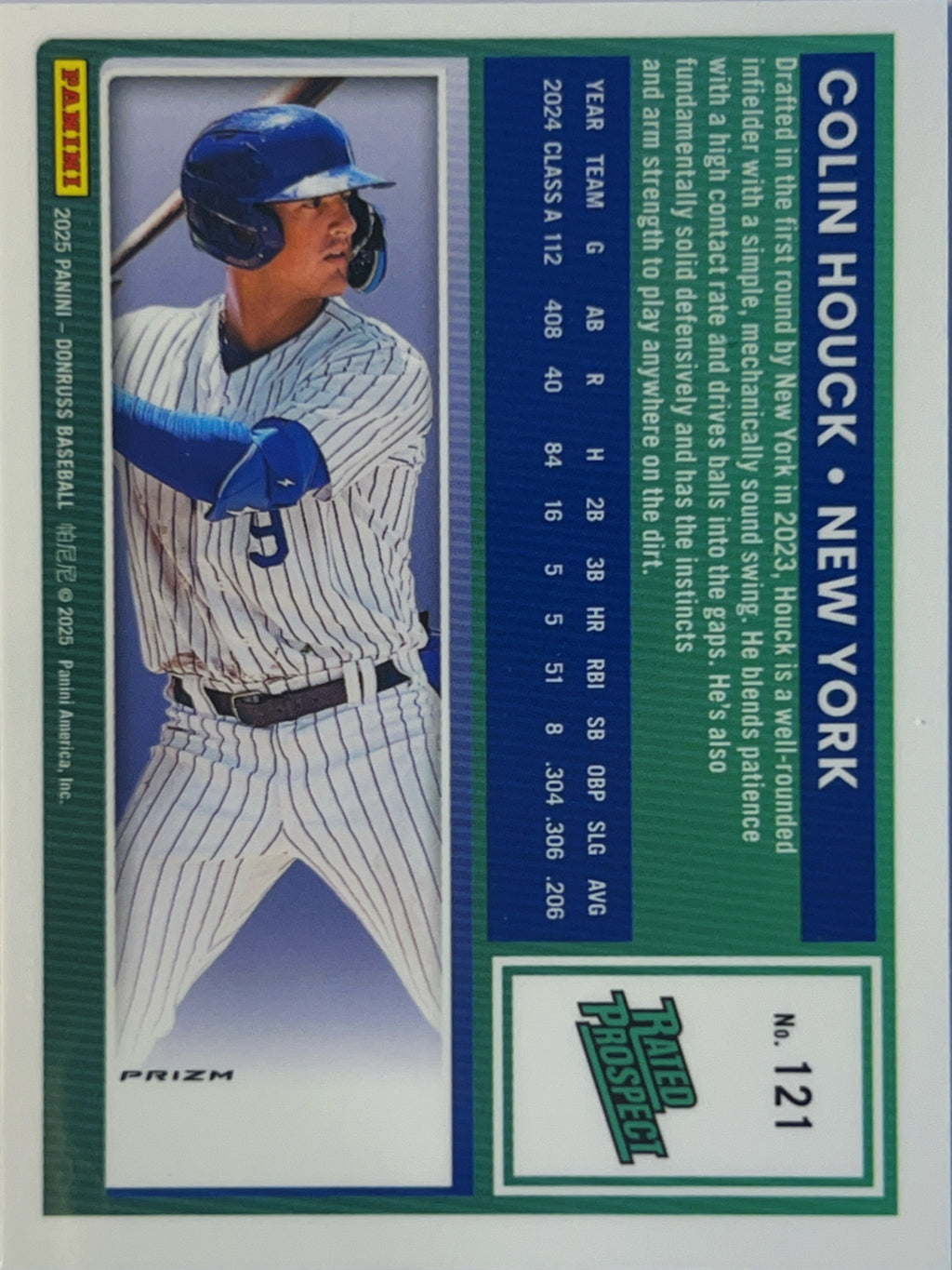 2025 Panini Donruss Optic Baseball Colin Houck #121 Prizm Rated Prospect