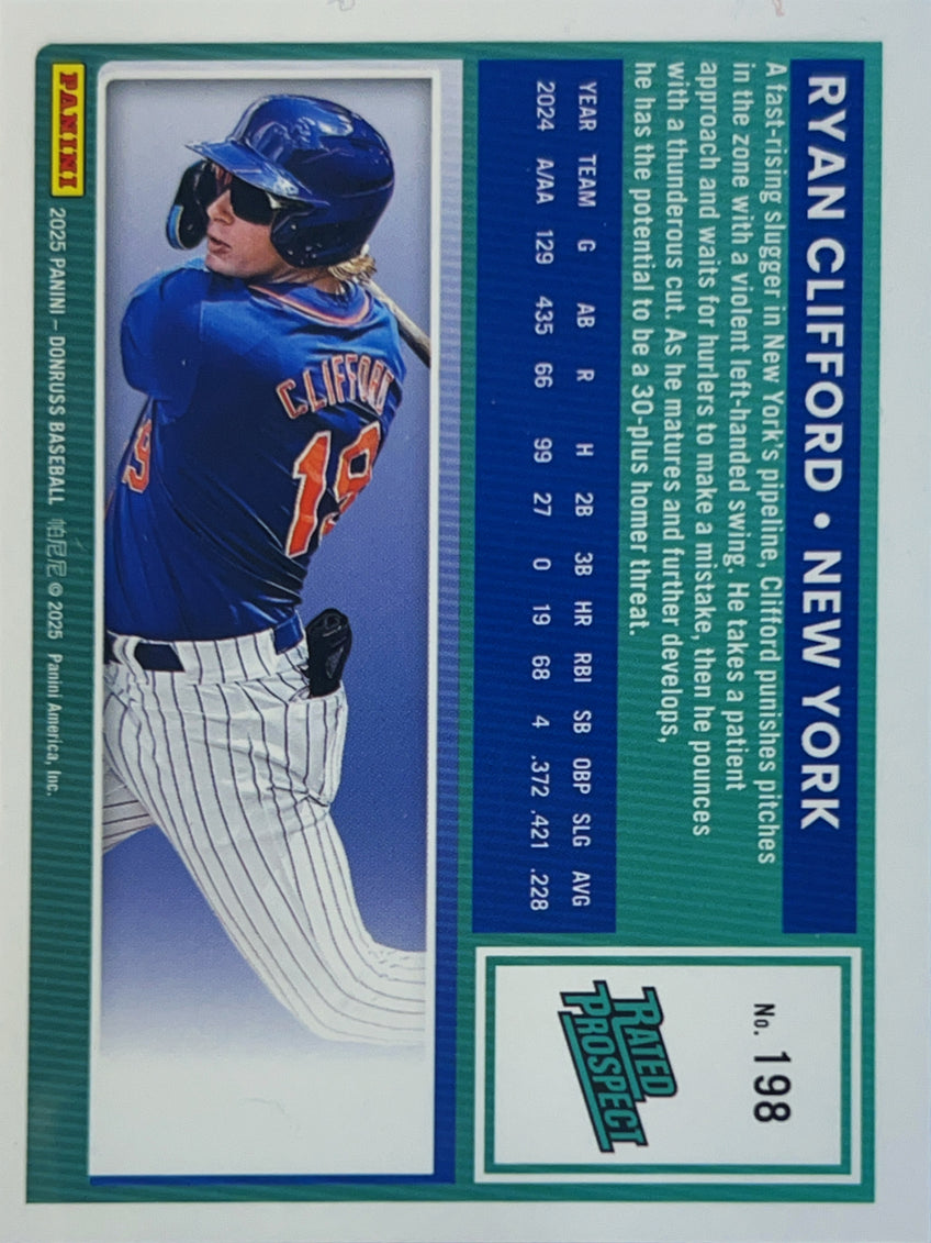 2025 Panini Donruss Ryan Clifford #198 Blue Rated Prospect