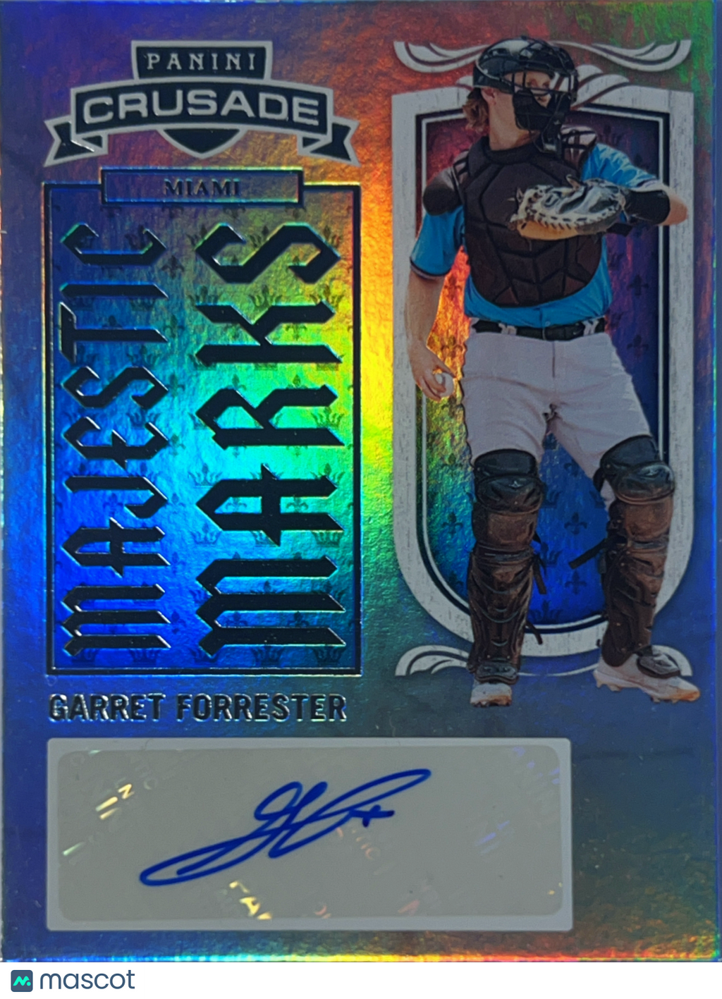 2025 Panini Crusade Baseball Garret Forrester #20 Blue Prizm Auto