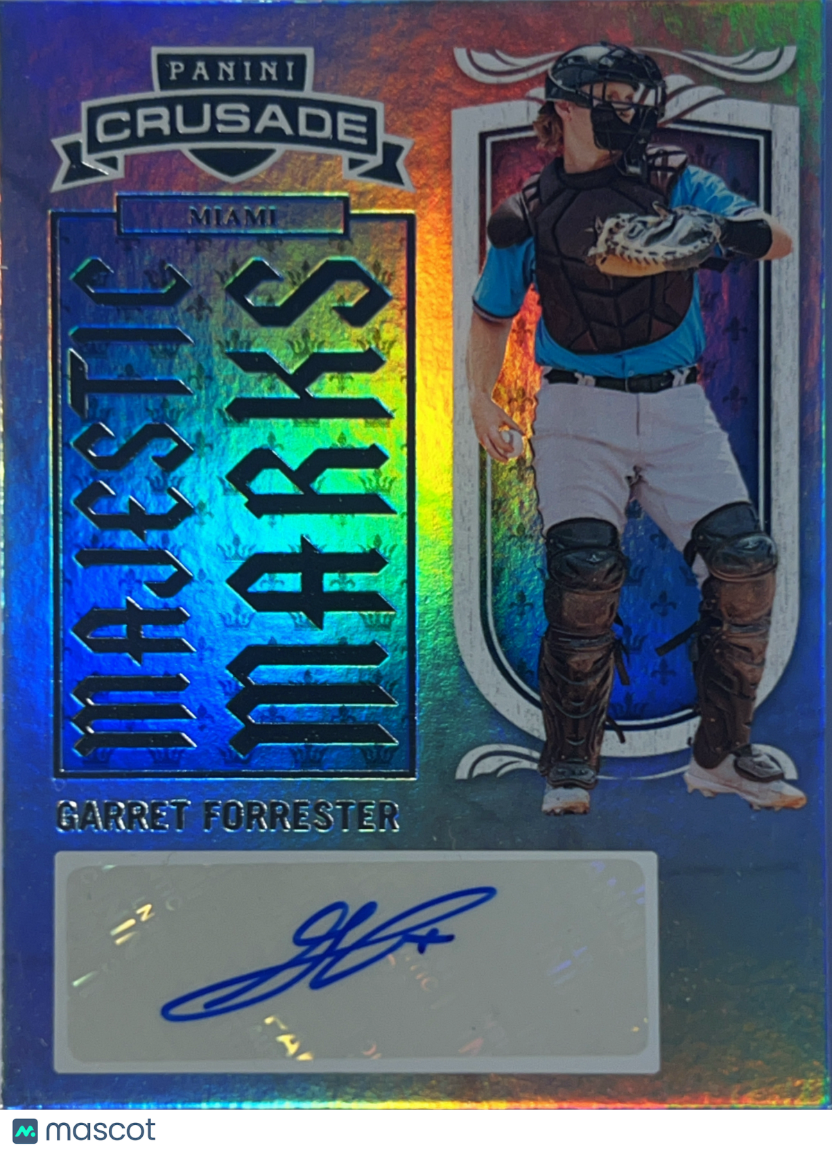 2025 Panini Crusade Baseball Garret Forrester #20 Blue Prizm Auto