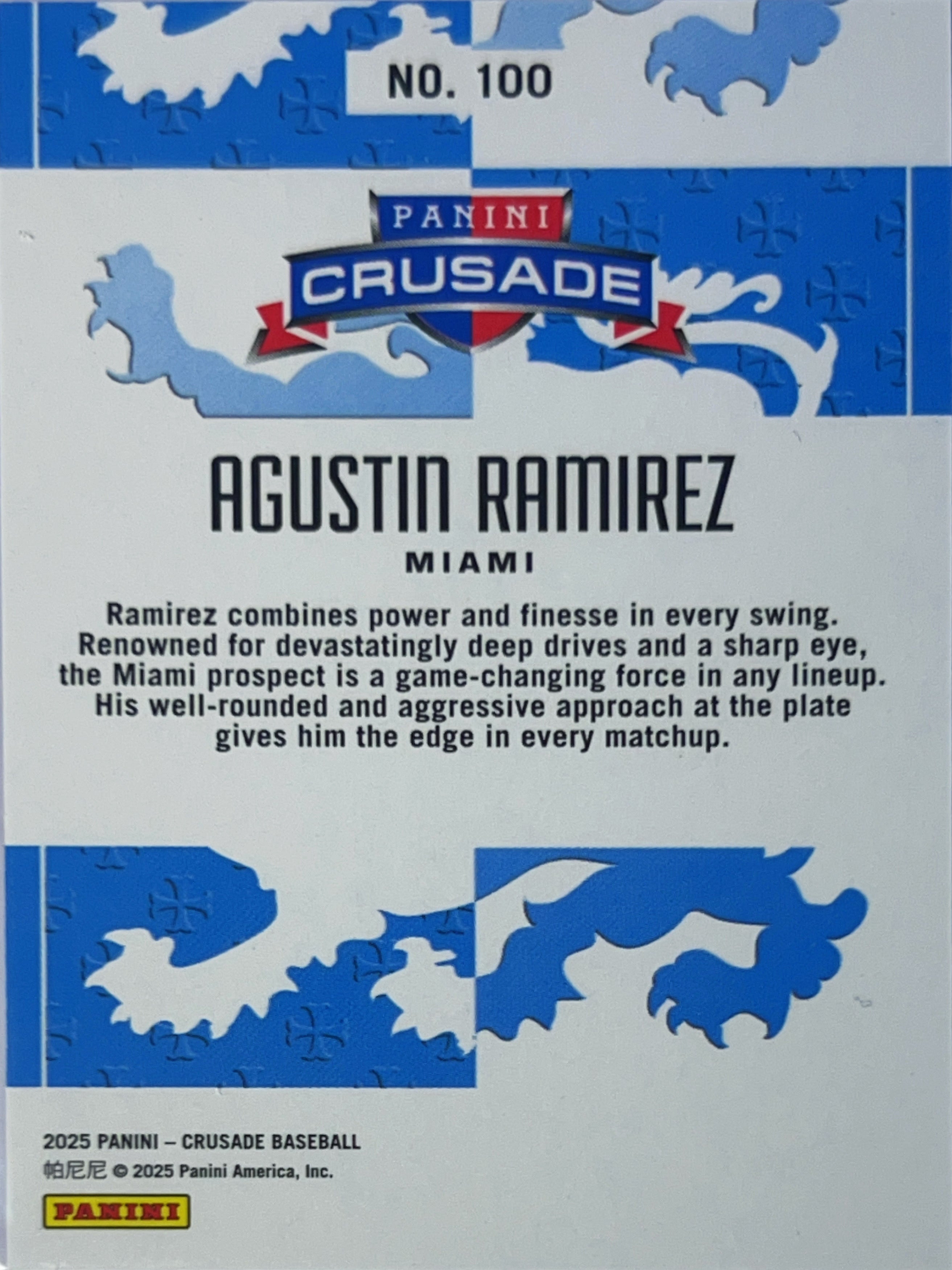 2025 Panini Crusade Agustin Ramirez #100 Blue RC