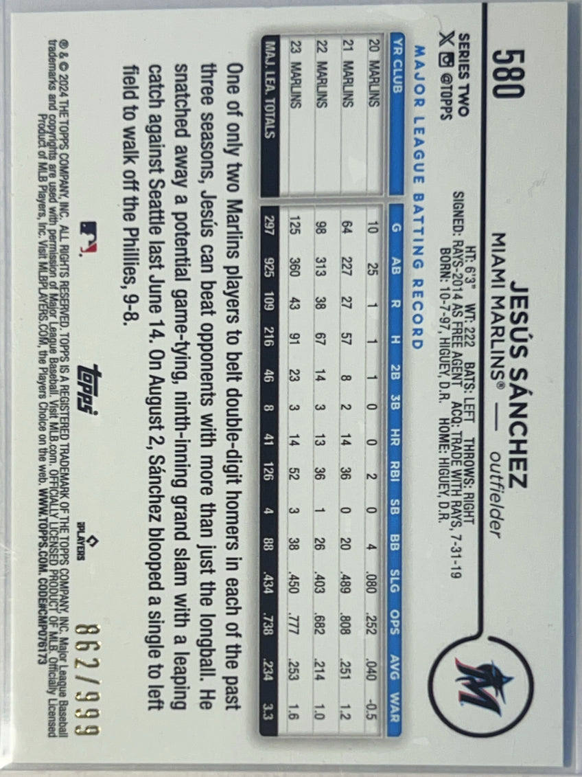 2024 Topps Series 2 Jesús Sánchez #580 Blue Foil Board