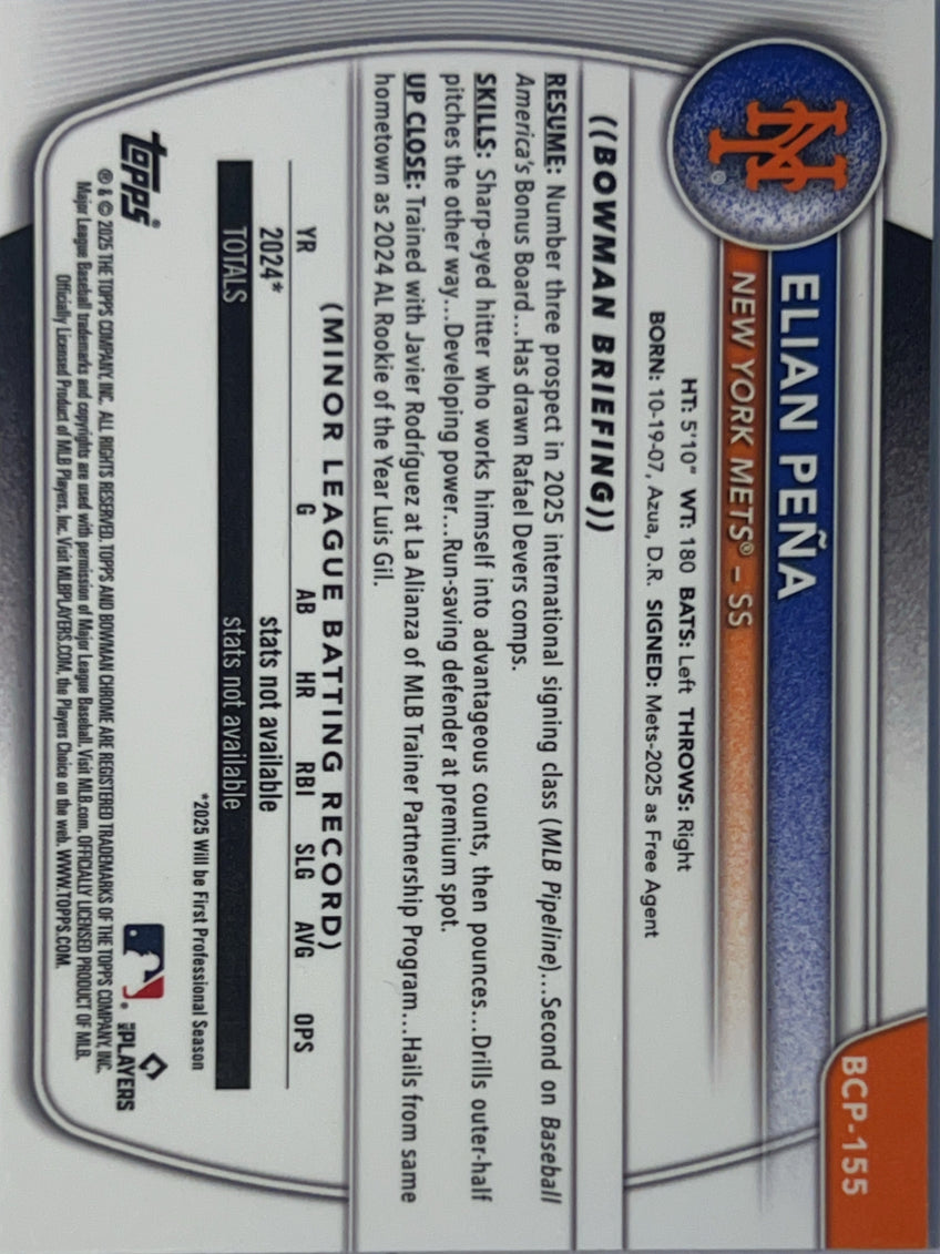 2025 Topps Bowman Chrome Elian Peña #BCP-155 Mojo Refractor