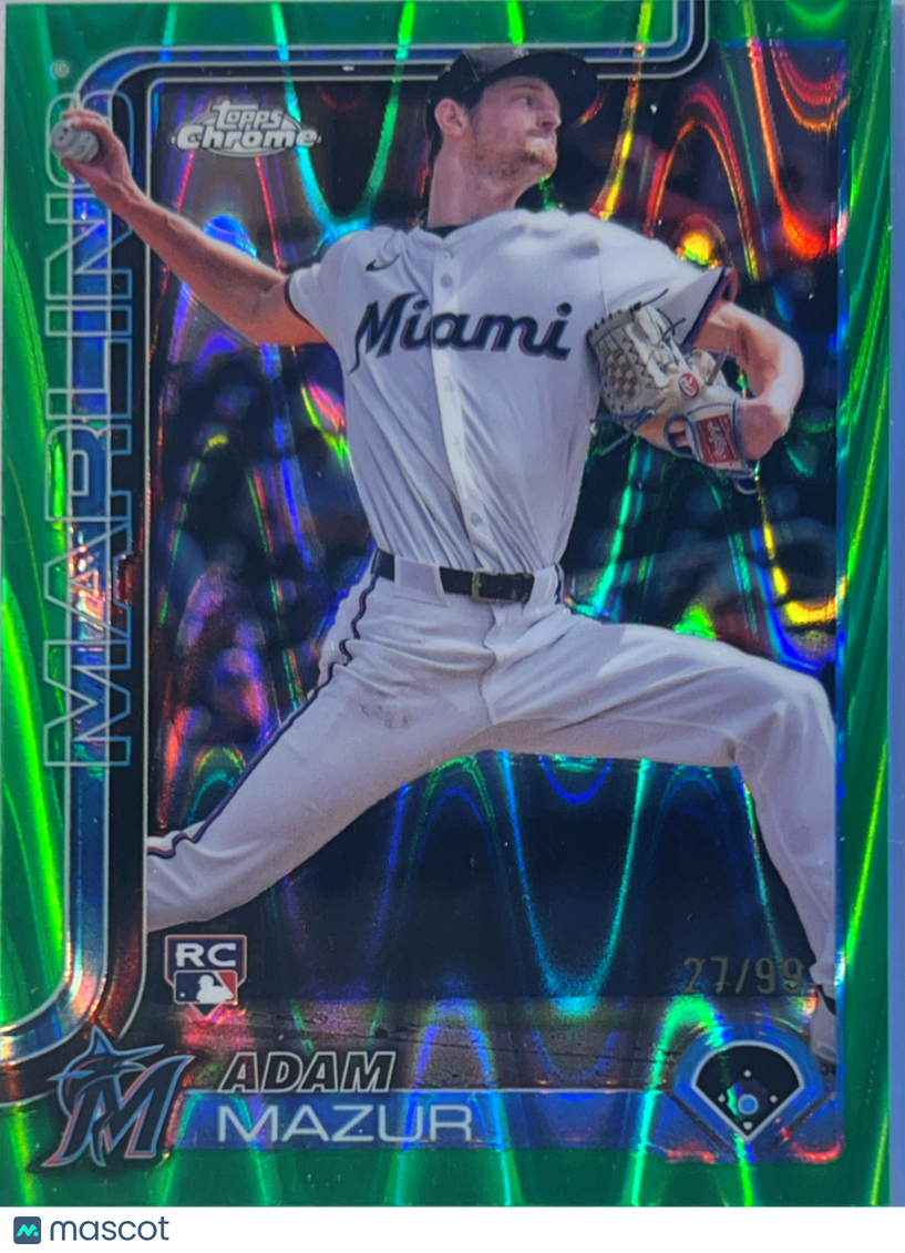 2025 Topps Chrome Adam Mazur #157 Green RayWave /99 RC