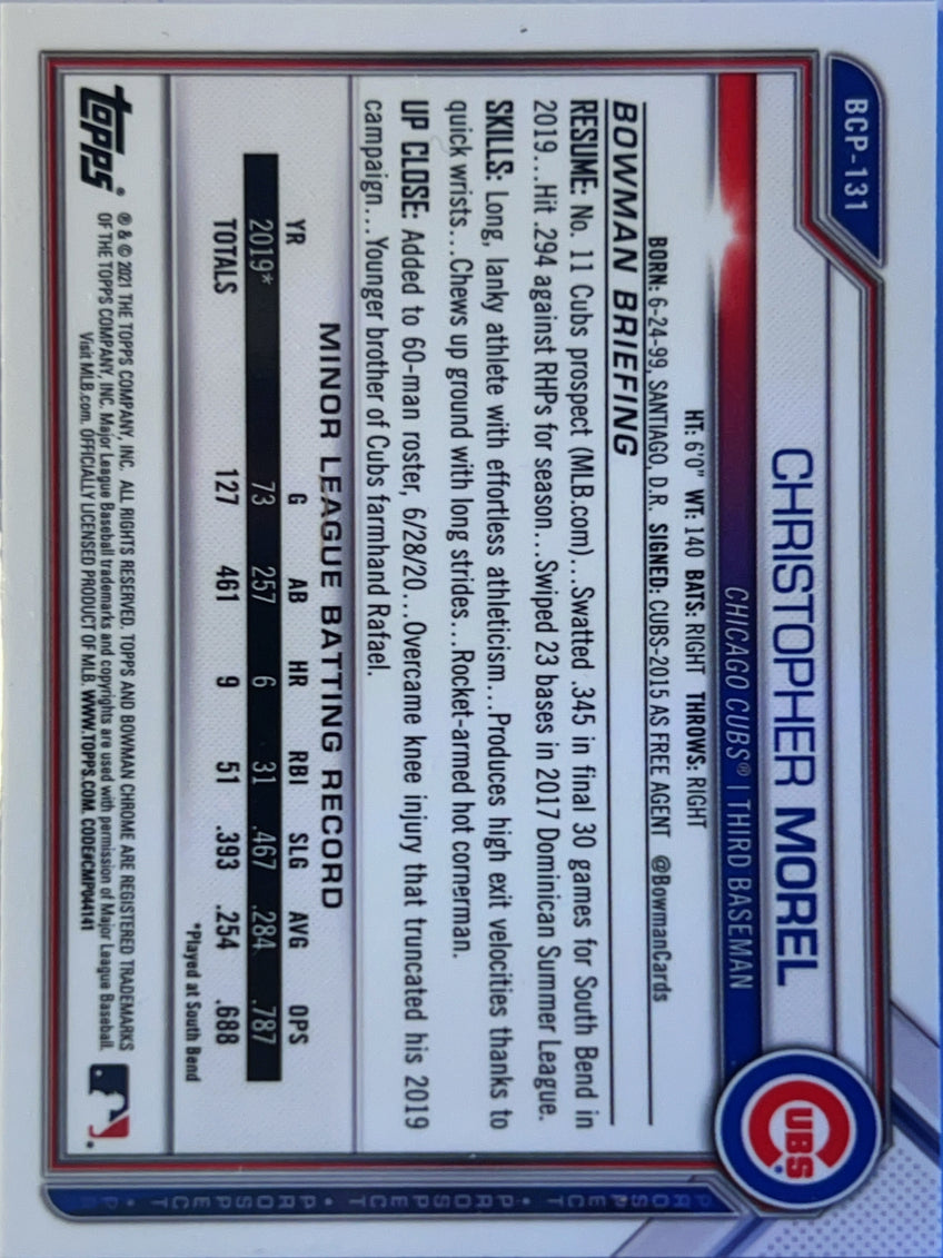 2021 Bowman Chrome Christopher Morel #BCP-131 Sapphire Refractor