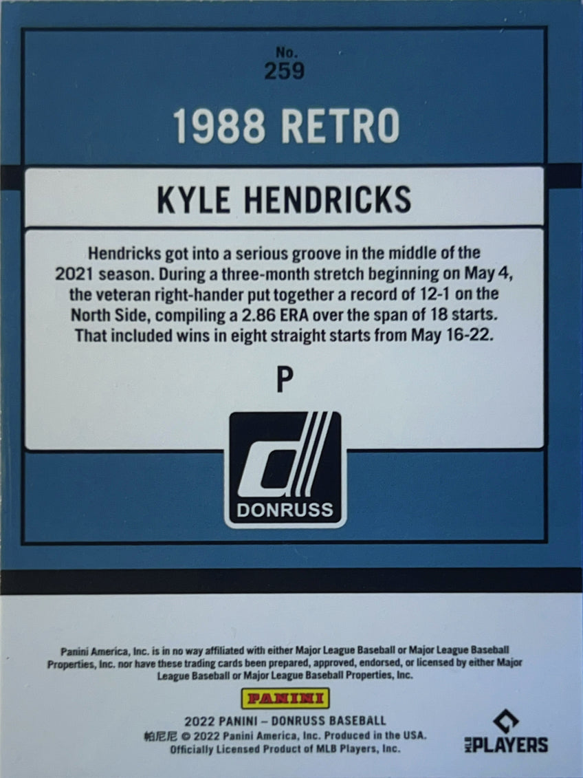 2022 Donruss 1988 Retro Kyle Hendricks #259 Pink Holo