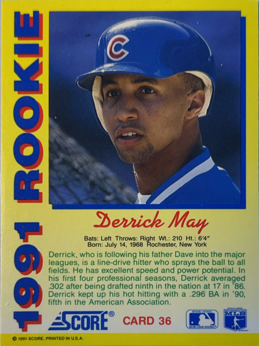 1991 Score Derrick May #36