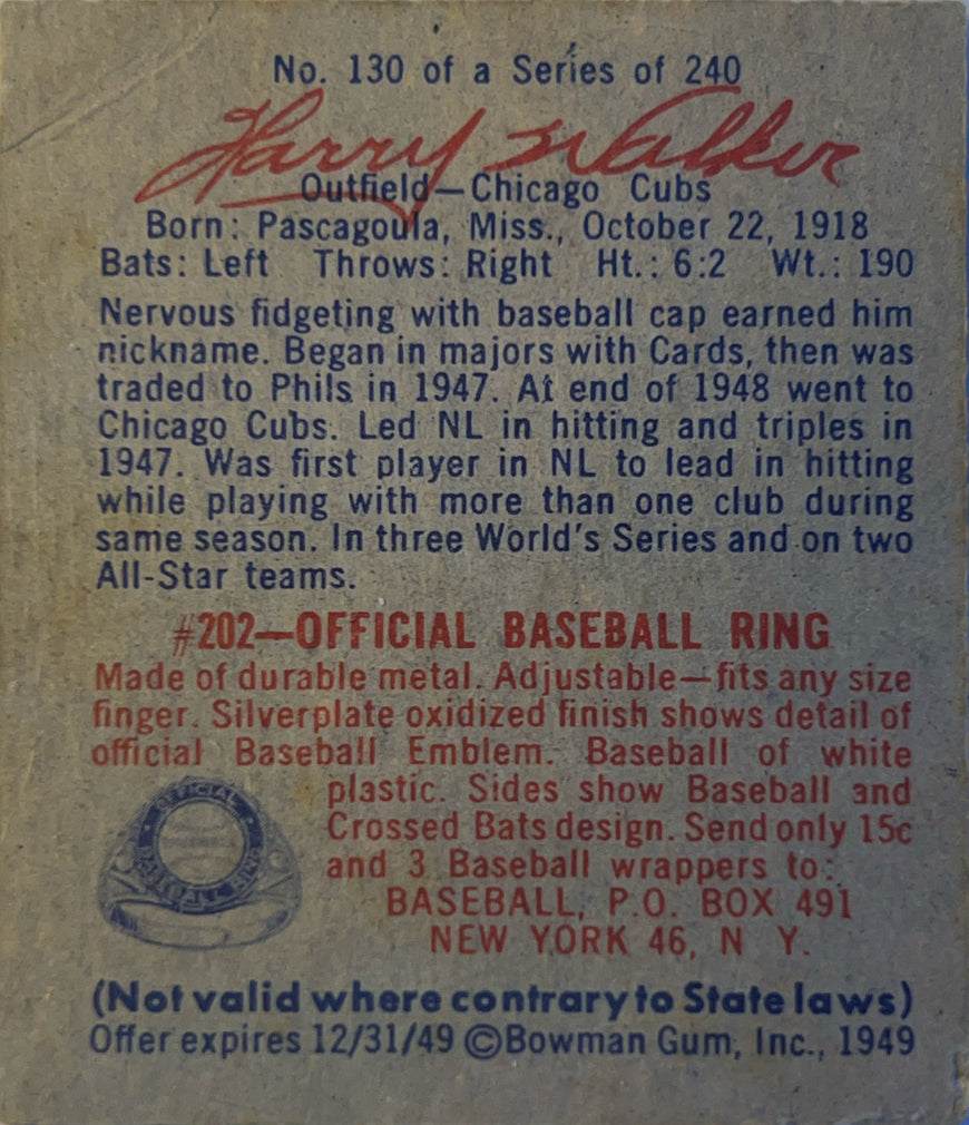 1949 Bowman Harry Walker #130
