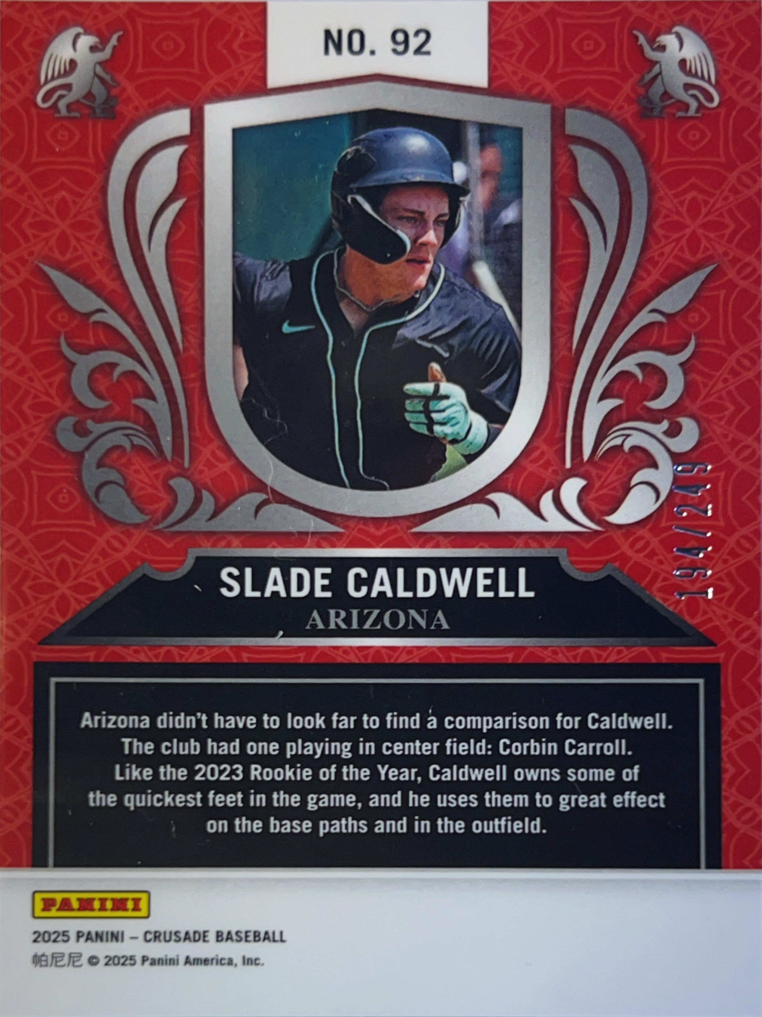 2025 Panini Crusade Slade Caldwell #92 Red Prizm /249