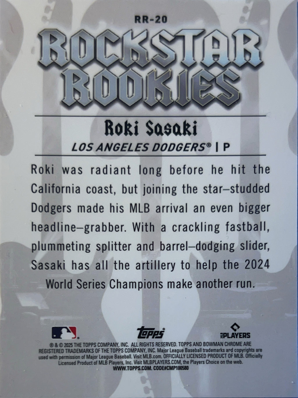 2025 Bowman Chrome Rockstar Rookies Roki Sasaki #RR-20 RC