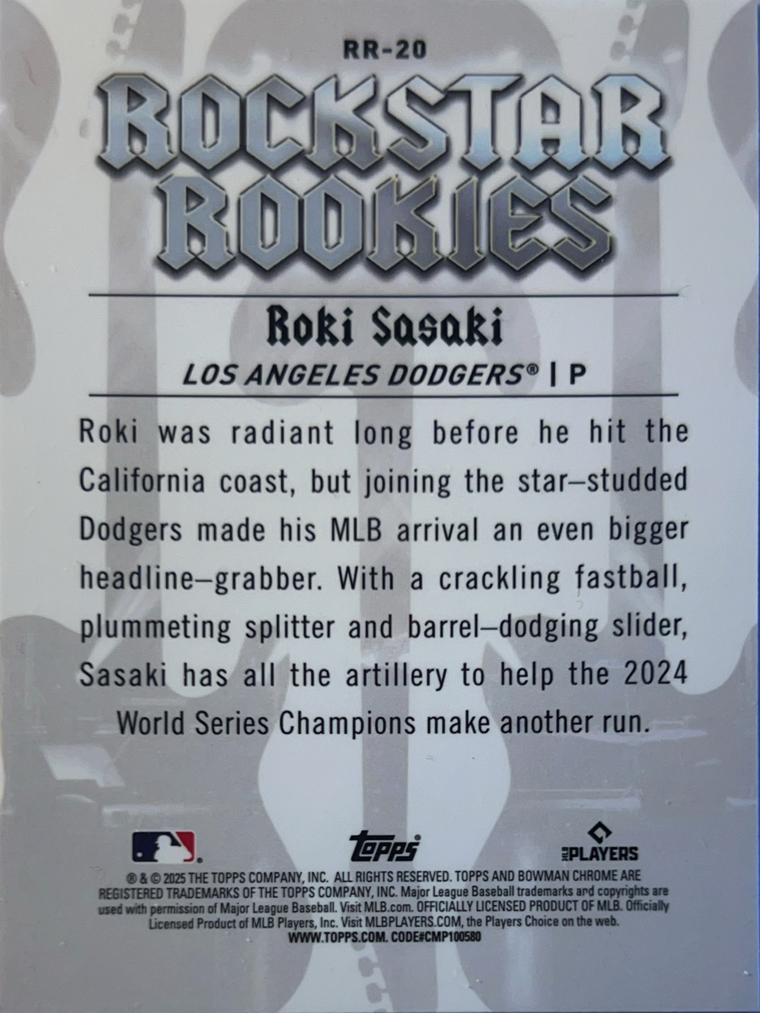 2025 Bowman Chrome Rockstar Rookies Roki Sasaki #RR-20 RC