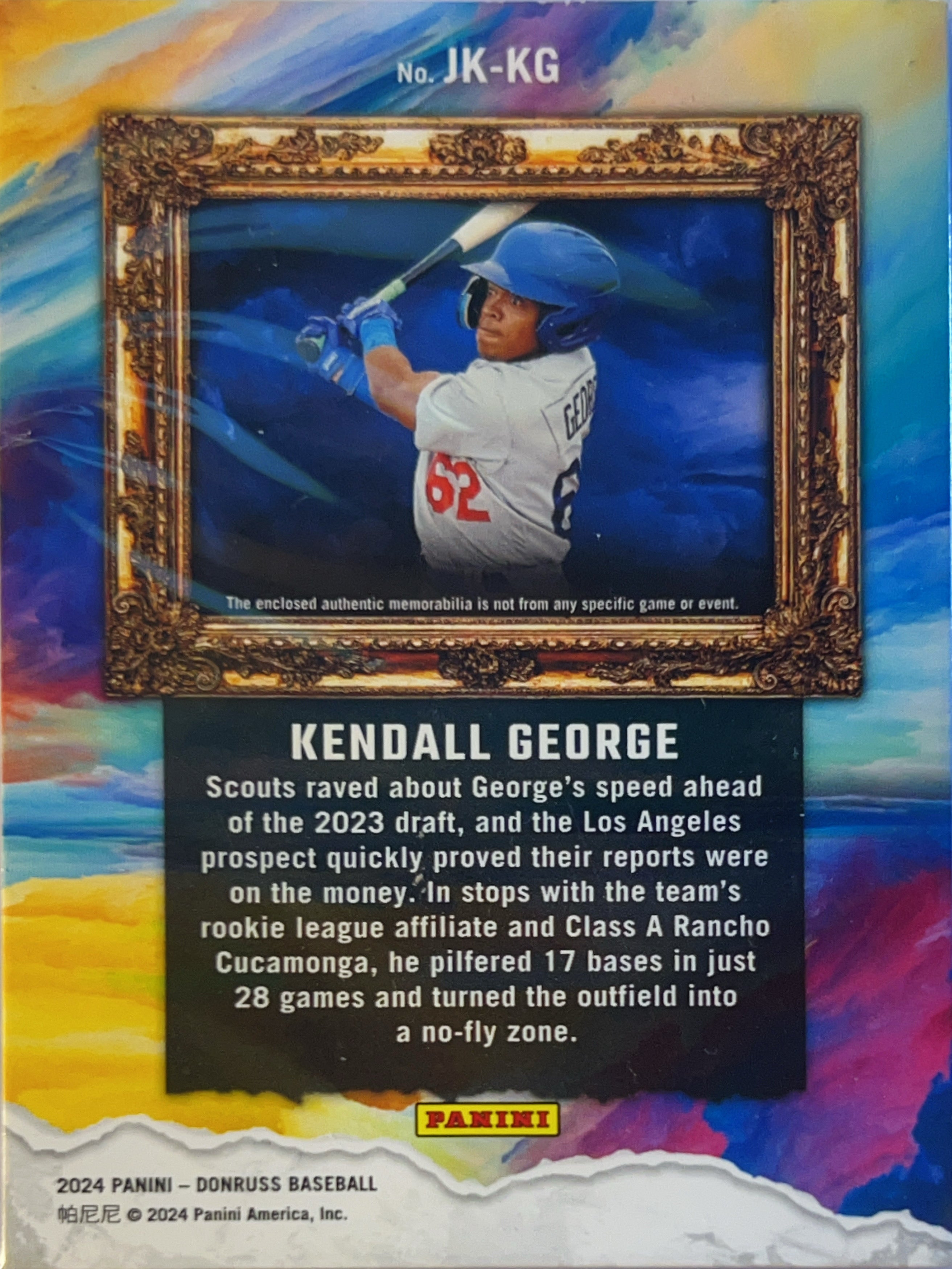 2024 Panini Donruss Jersey Kings Kendall George #JK-KG Blue Cracked Ice