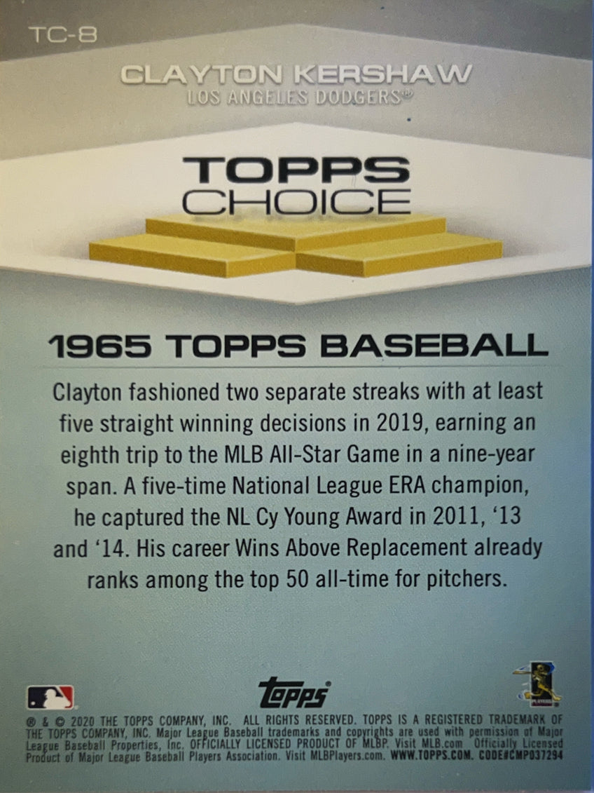 2020 Topps Topps Choice Clayton Kershaw #TC-8