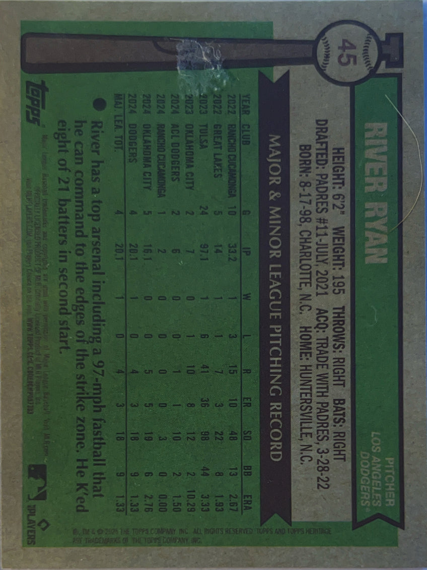 2025 Topps Heritage River Ryan #45 Burgundy Sparkle RC
