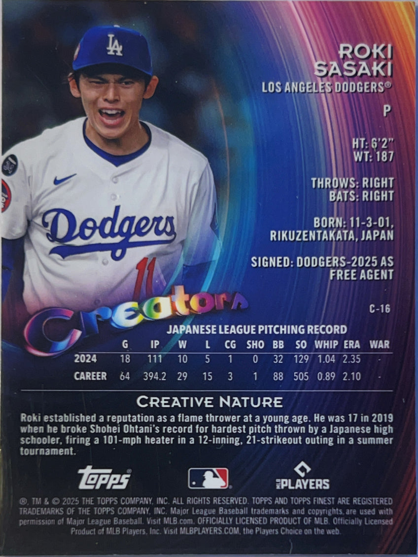 2025 Topps Finest Creators Roki Sasaki #C-16 RC