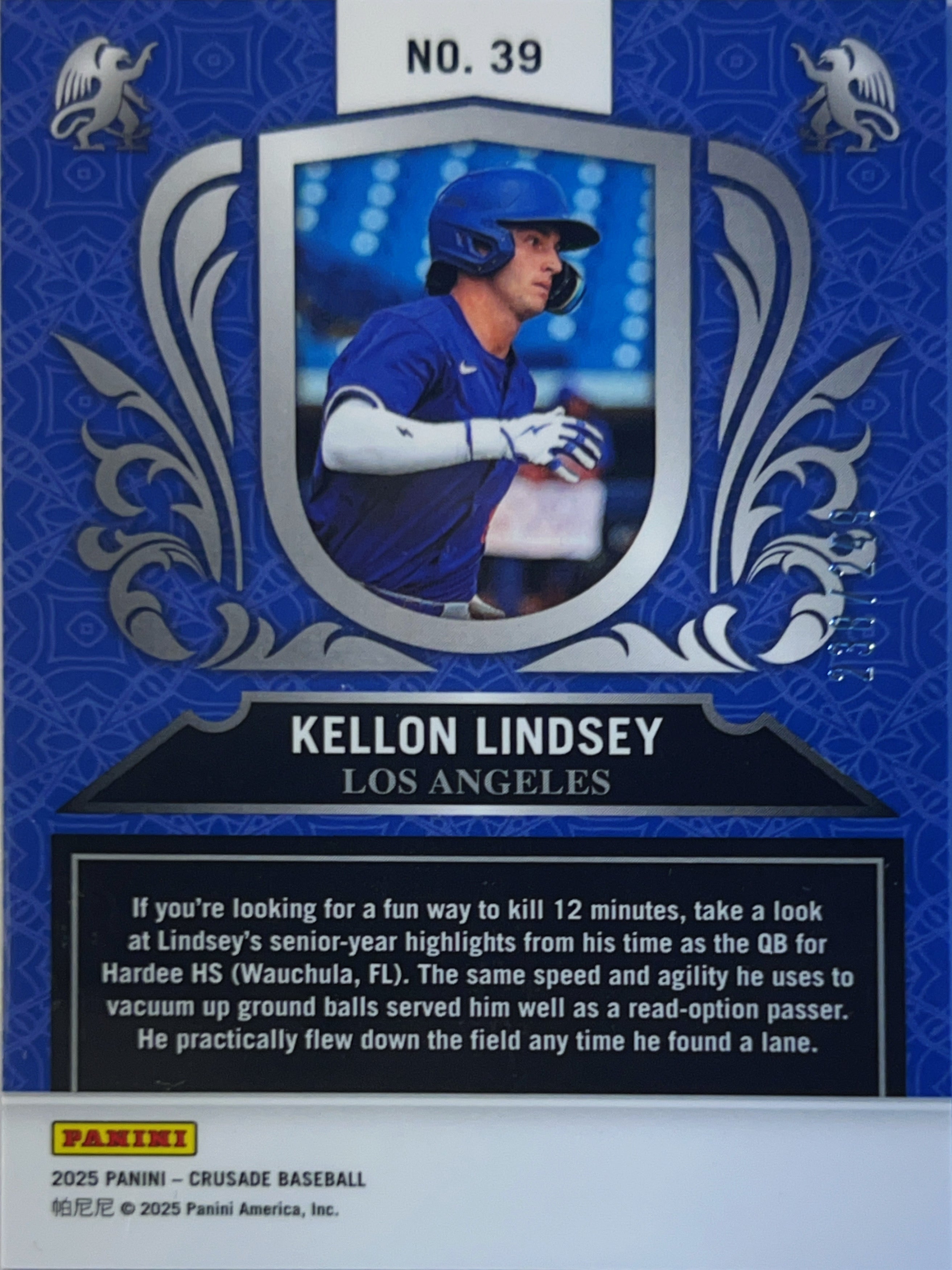 2025 Panini Crusade Kellon Lindsey #39 Blue