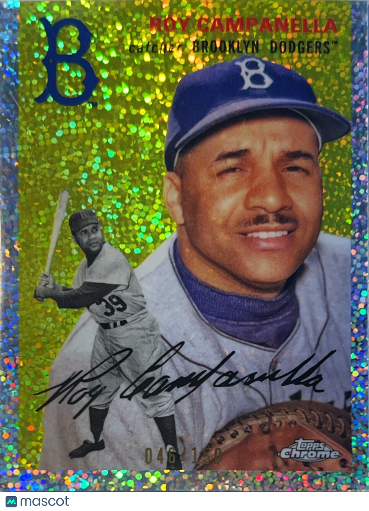 2023 Topps Chrome Platinum Roy Campanella #494 Yellow Speckle Refractor /150