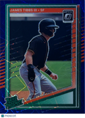 2025 Panini Donruss James Tibbs III #187 Blue Velocity Prizm Rated Prospect