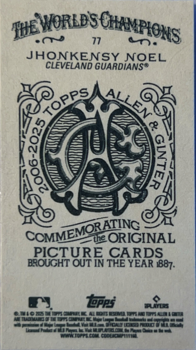 2025 Topps Allen & Ginter Jhonkensy Noel #77 Mini A&G Back RC