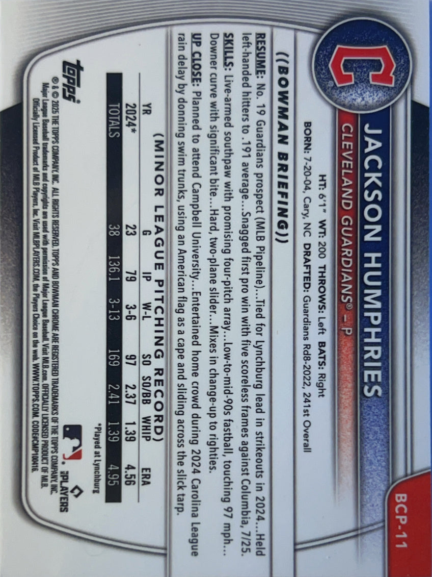 2024 Bowman Chrome Jackson Humphries #BCP-11