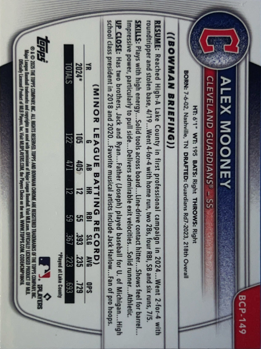2024 Bowman Chrome Alex Mooney #BCP-149 Reptilian Refractor