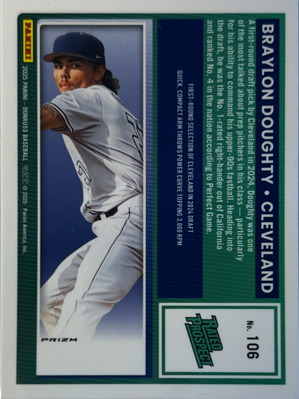 2025 Panini Donruss Optic Prizm Braylon Doughty #106 Silver Rated Prospect