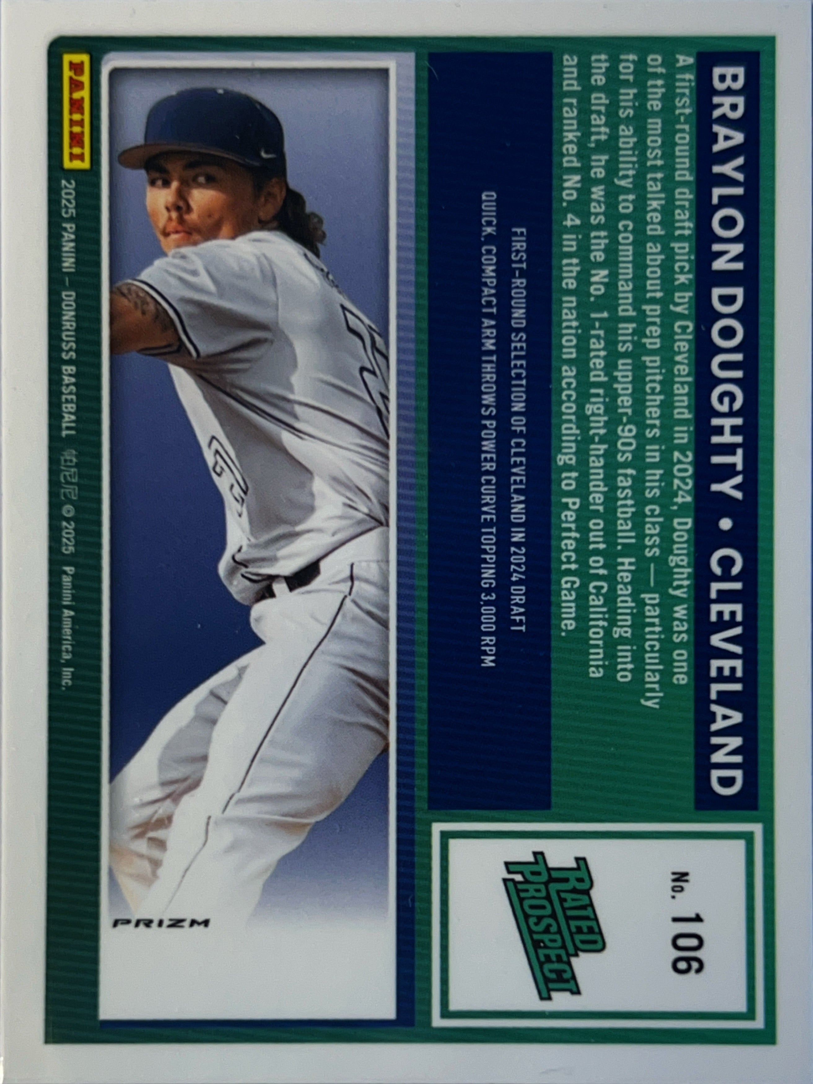 2025 Panini Donruss Optic Prizm Braylon Doughty #106 Silver Rated Prospect