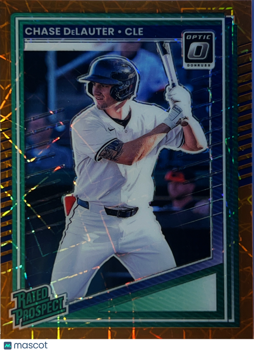 2025 Panini Donruss Optic Prizm Chase DeLauter #107 Orange Lazer Rated Prospect