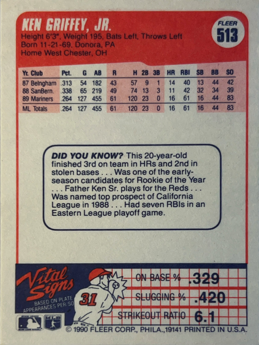 1990 Fleer Ken Griffey Jr. #513