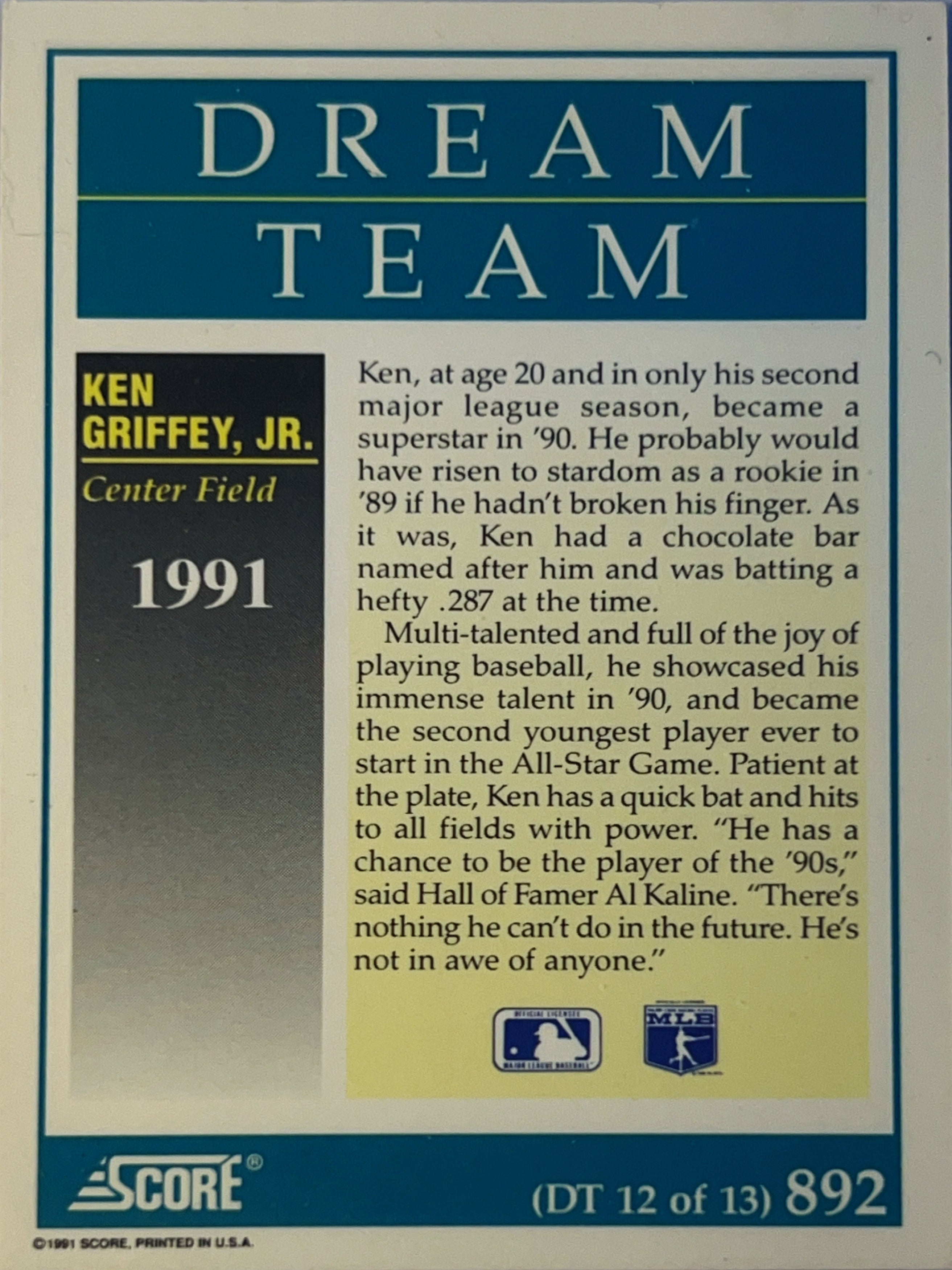 1991 Score Dream Team Ken Griffey Jr. #892