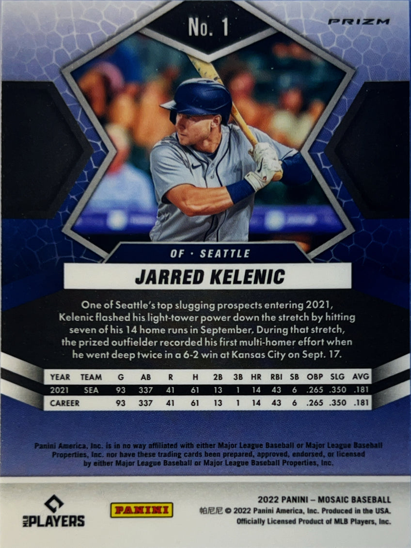 2022 Panini Mosaic Baseball Jarred Kelenic #1 Blue Prizm