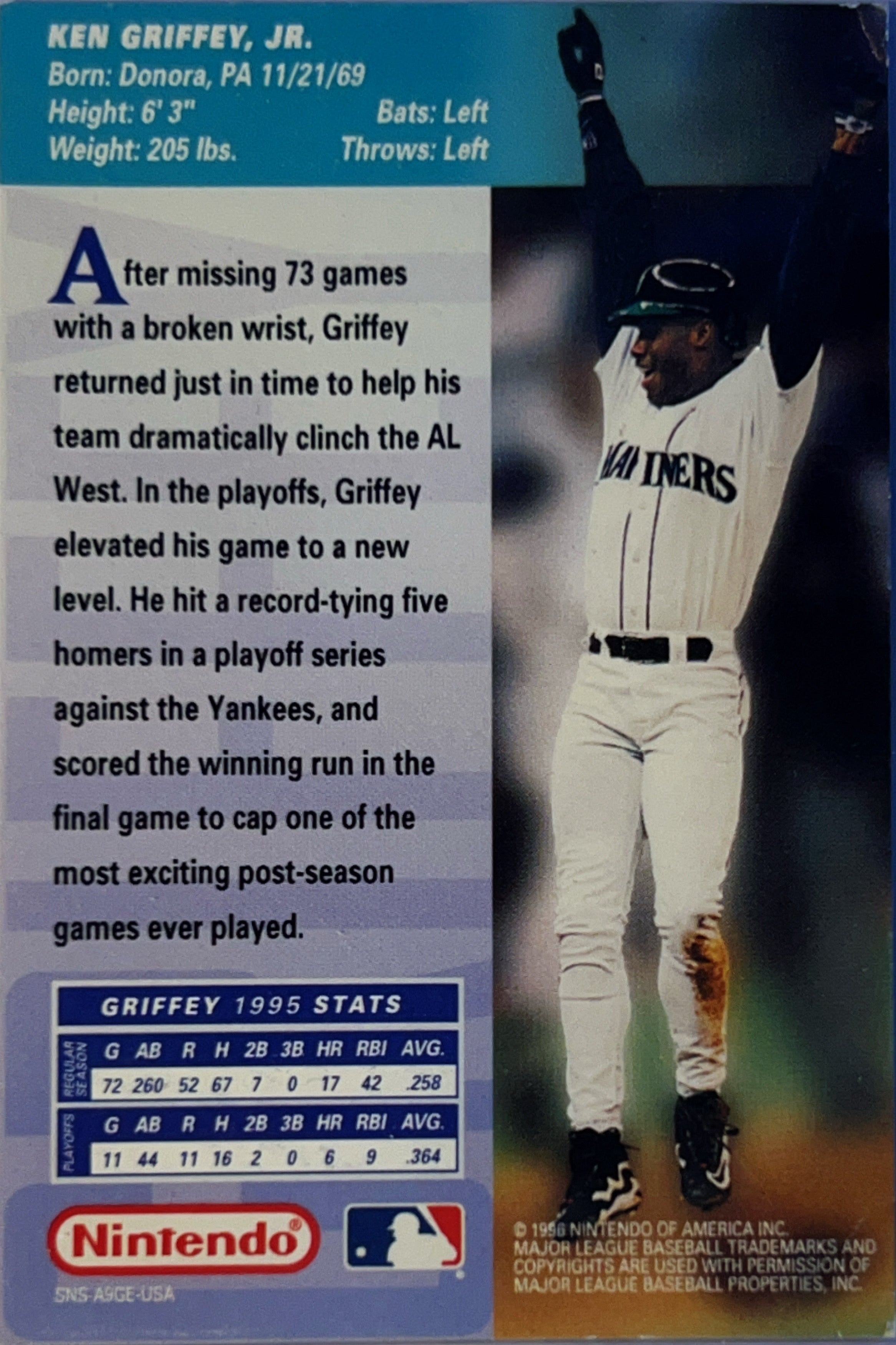 1996 Nintendo Ken Griffey Jr. Ken Griffey Jr. #SNS-ARGE-USA