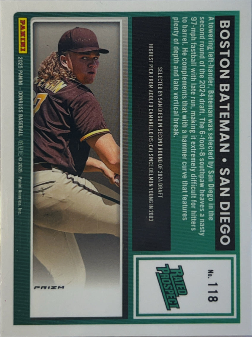 2025 Panini Donruss Baseball Optic Prizm Boston Bateman #118 Blue Velocity