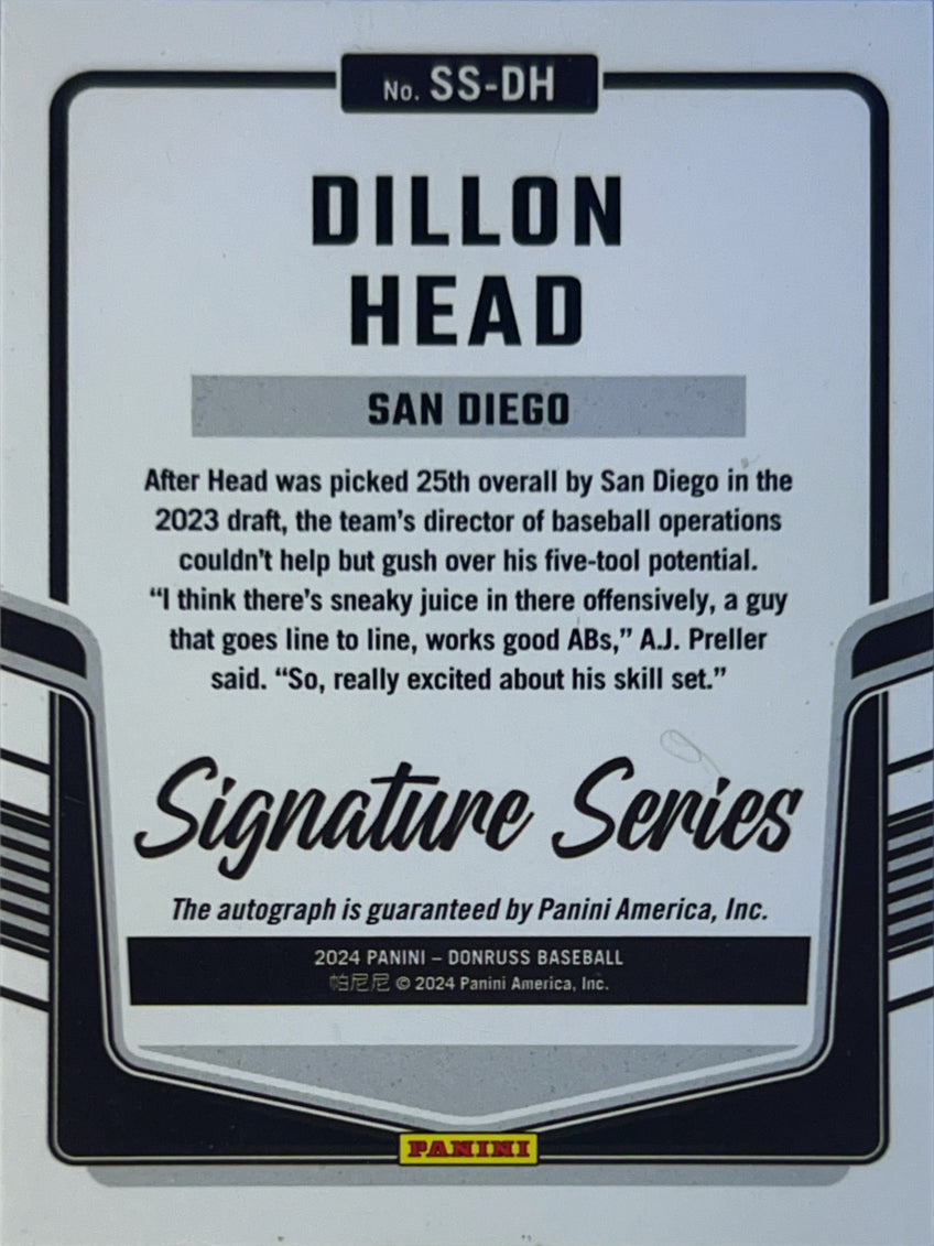 2024 Panini Donruss Baseball Signature Series Dillon Head #SS-DH Holo