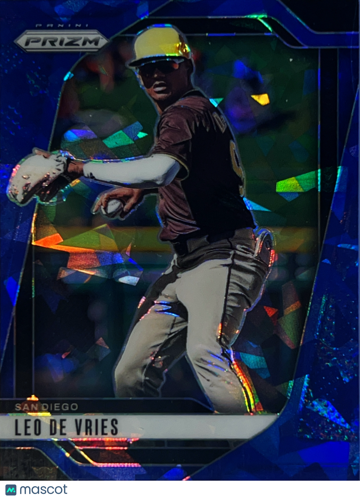 2025 Panini Prizm Leo De Vries #47 Blue Cracked Ice