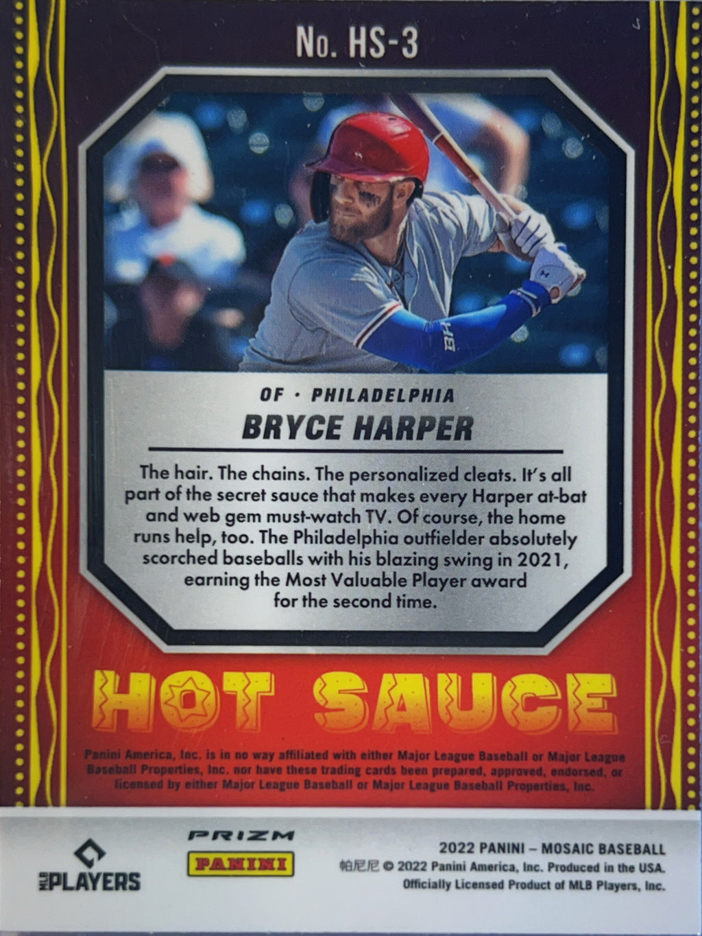 2022 Panini Mosaic Prizm Hot Sauce Bryce Harper #HS-3 Prizm