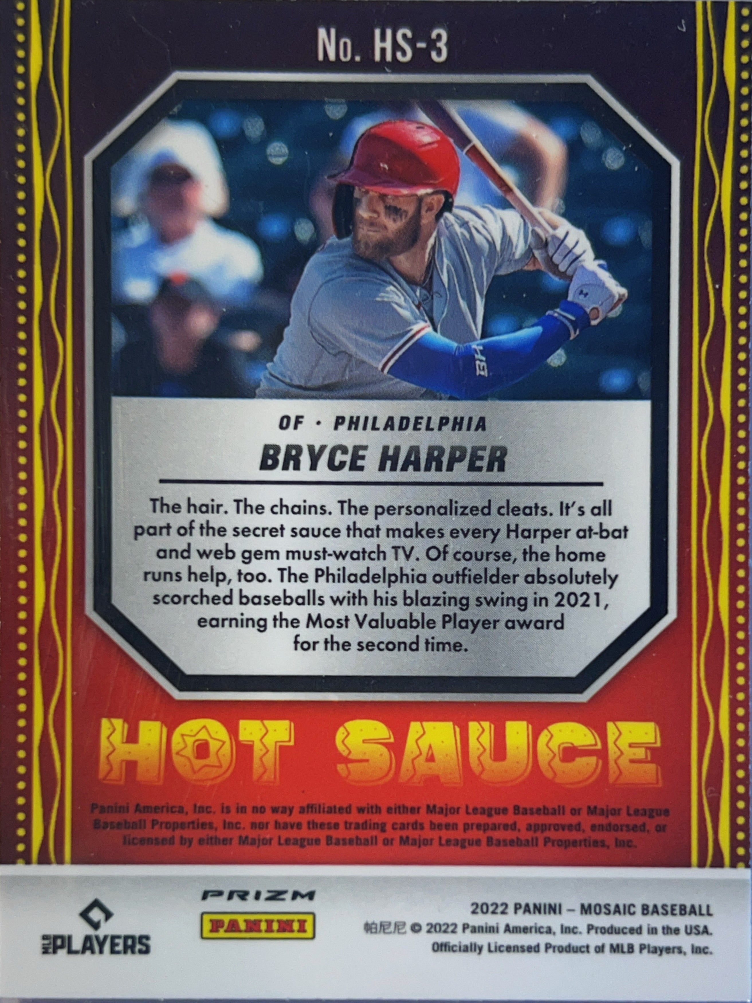 2022 Panini Mosaic Prizm Hot Sauce Bryce Harper #HS-3 Prizm