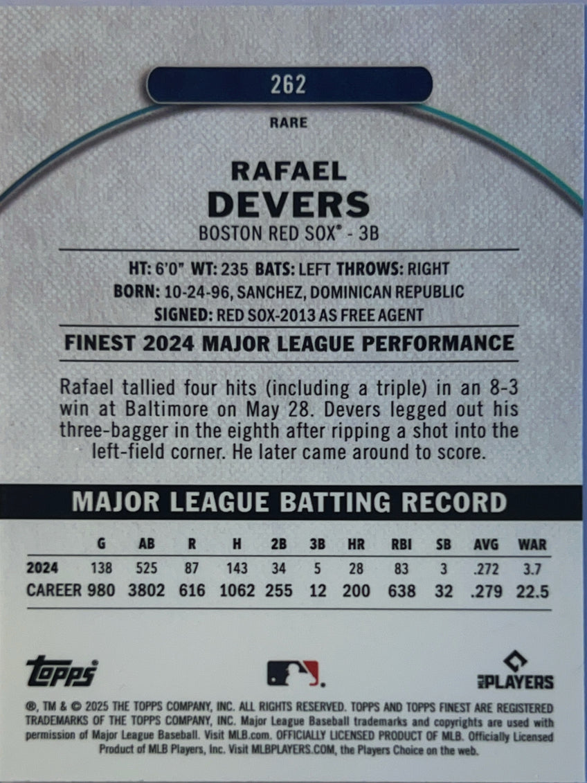 2025 Topps Finest Rafael Devers #262 Rare