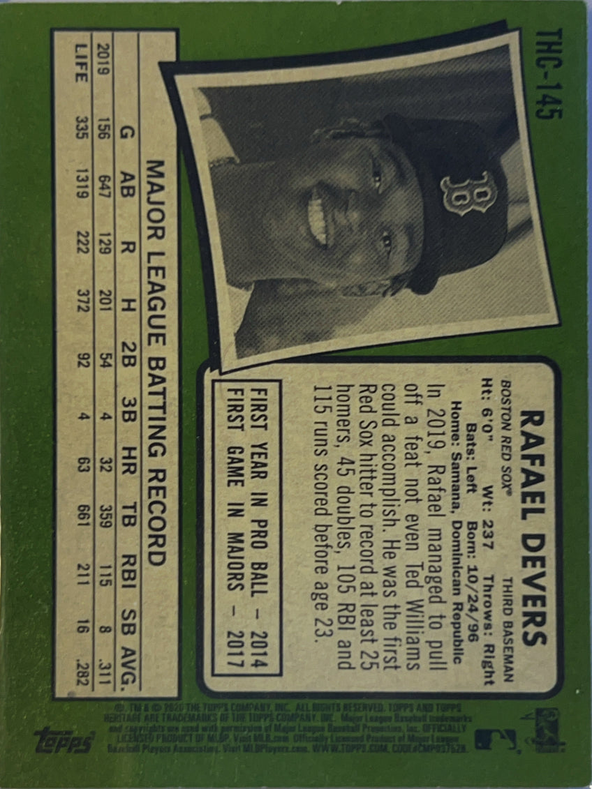 2020 Topps Heritage Chrome Rafael Devers #THC-145 Purple Refractor