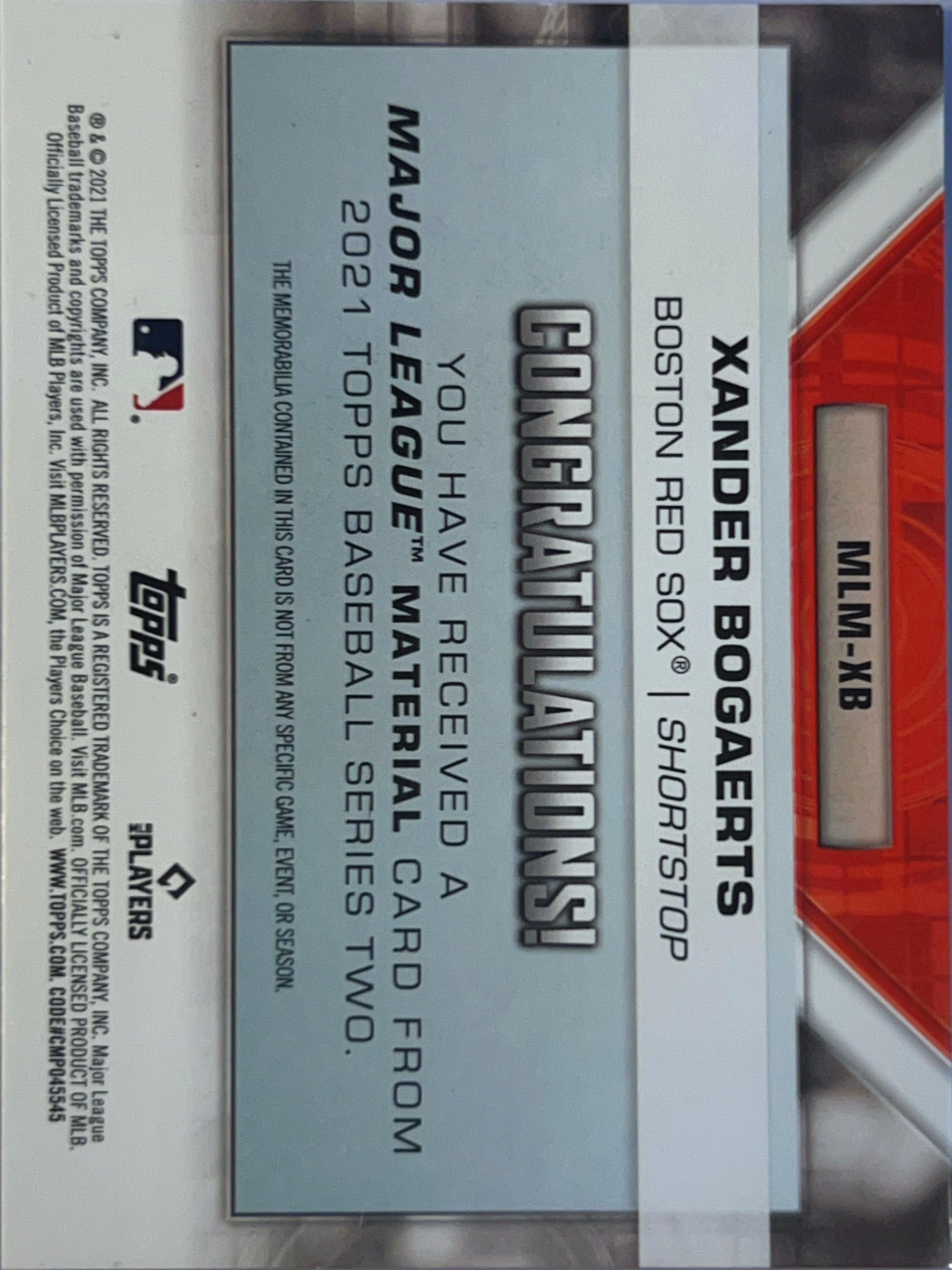 2021 Topps Major League Material Series 2 Xander Bogaerts #MLM-XB /199