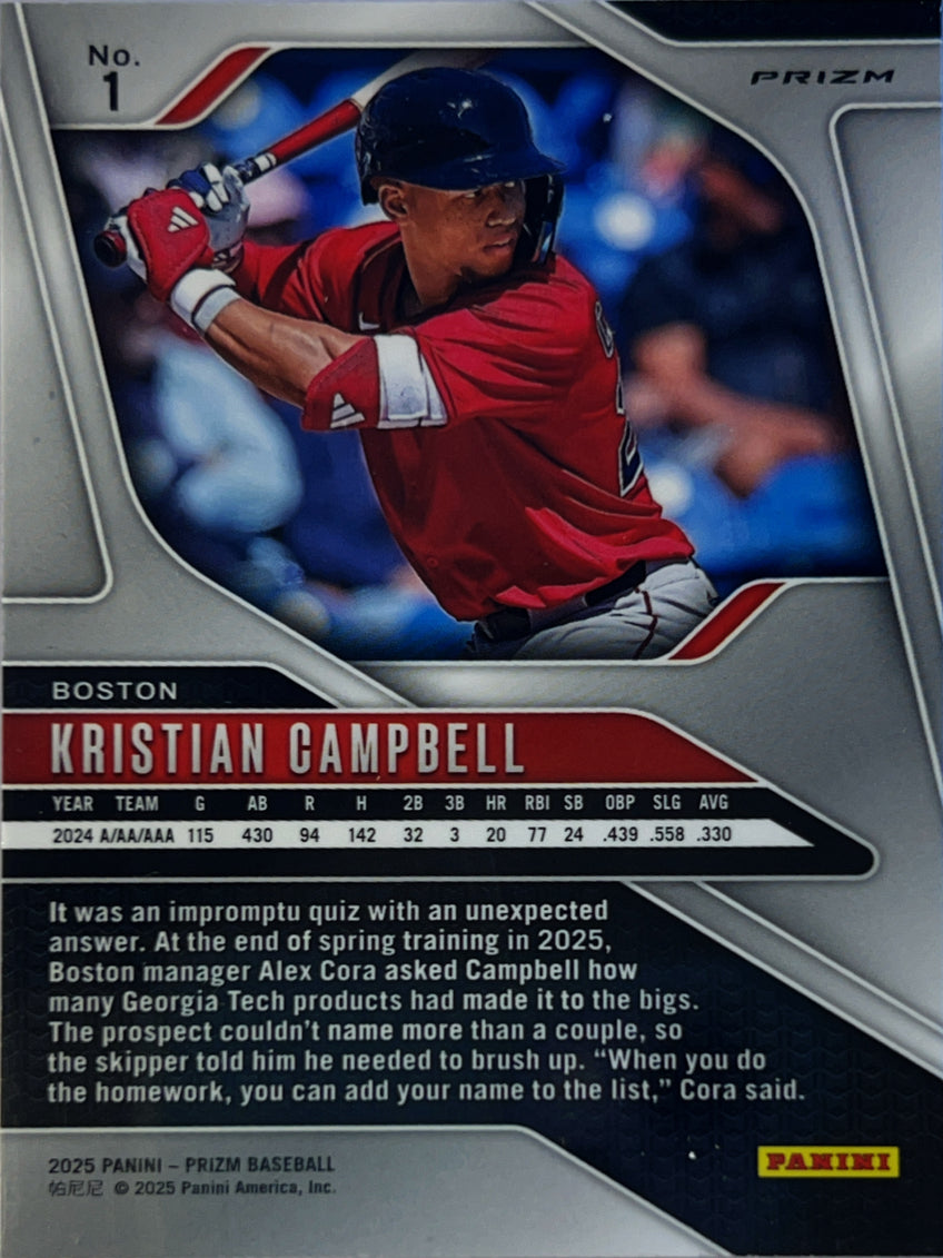 2025 Panini Prizm Baseball Kristian Campbell #1 Blue Shimmer RC