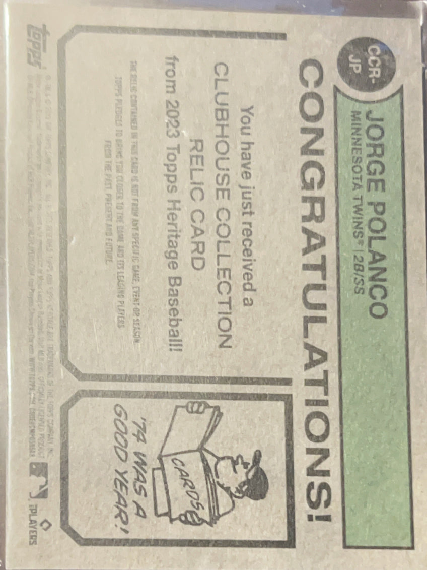 2023 Topps Heritage Clubhouse Collection Jorge Polanco #CCR-JP Relic