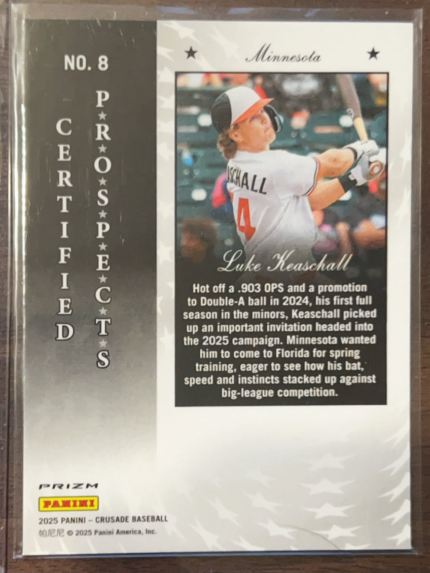 2025 Panini Crusade Prizm Luke Keaschall #8 Silver Stars RC