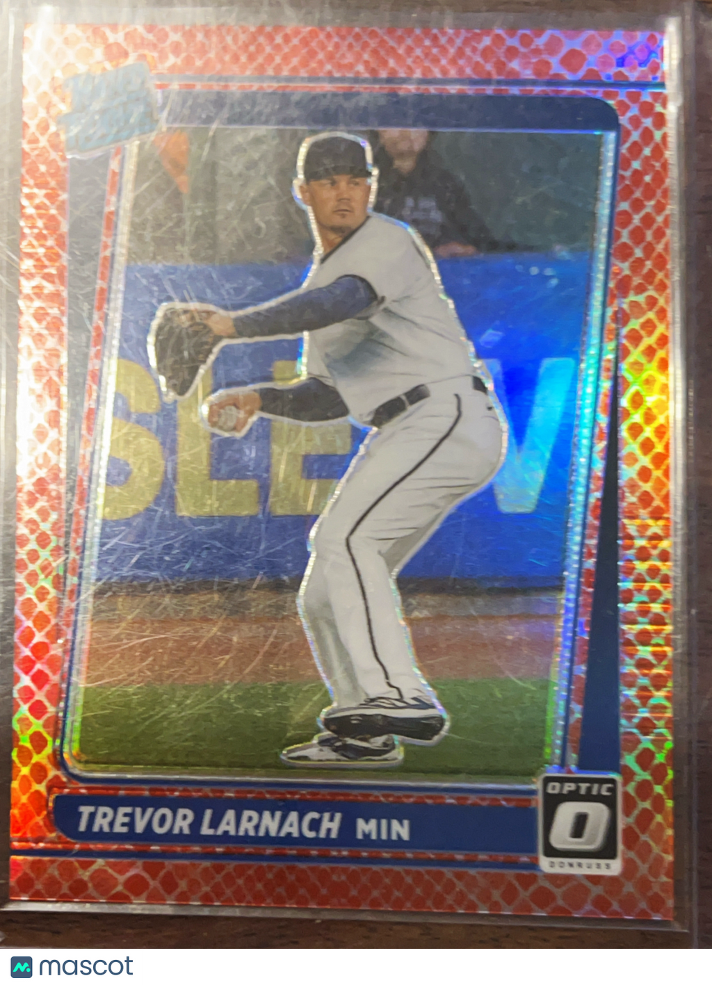 2021 Panini Donruss Optic Prizm Trevor Larnach #127 Red Snakeskin