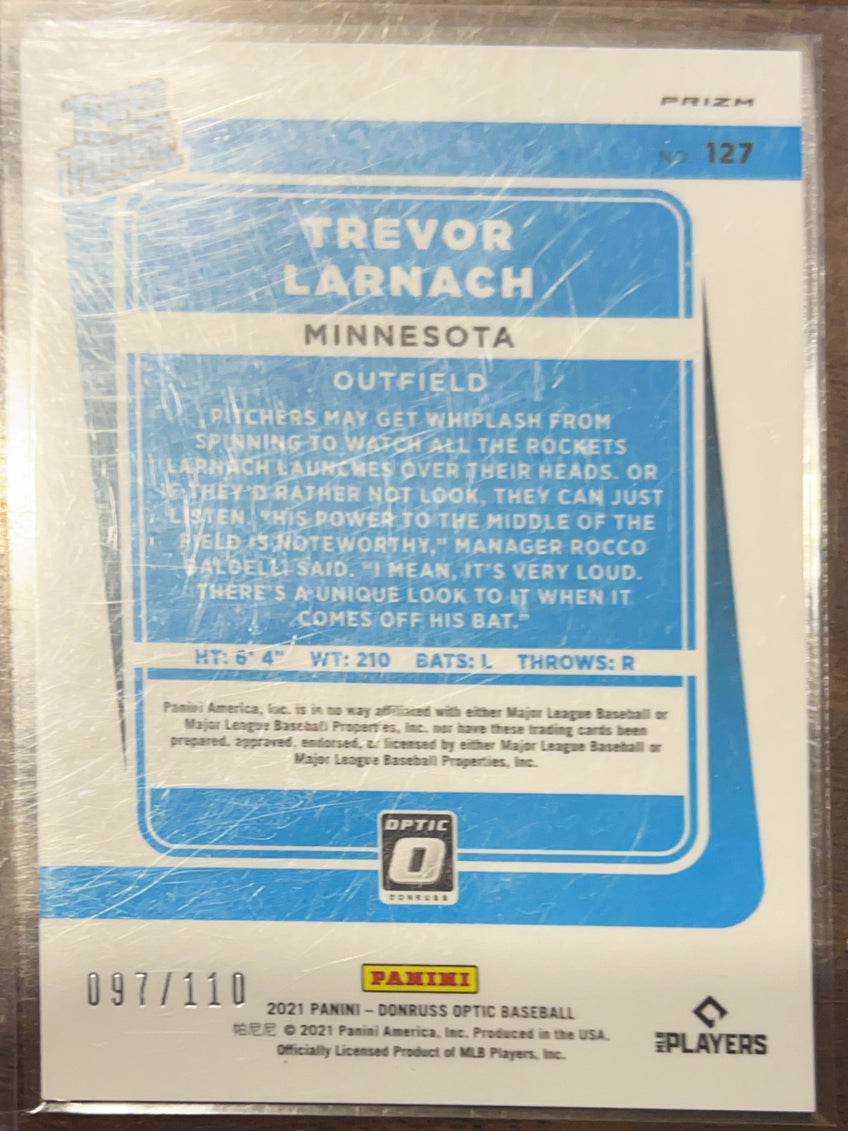 2021 Panini Donruss Optic Prizm Trevor Larnach #127 Red Snakeskin